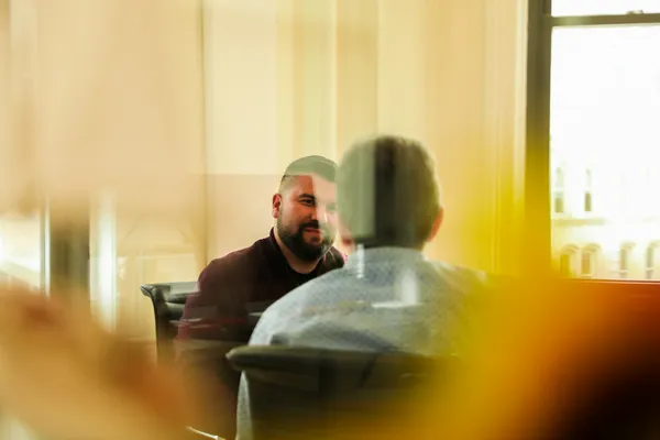 Two people meeting